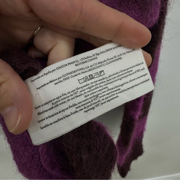 Wild Pony Long Sleeved Soft Knit Sweater wide stripe purple maroon Sz M Crop - Picture 5 of 6